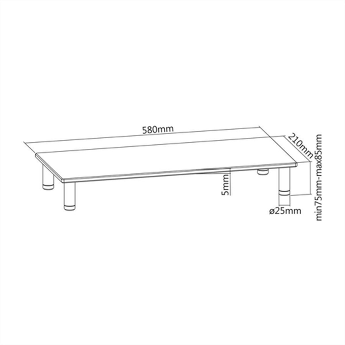 ROLINE STAND PER MONITOR IN VETRO, CON PIEDINI METALLICI AGGIUSTABILI