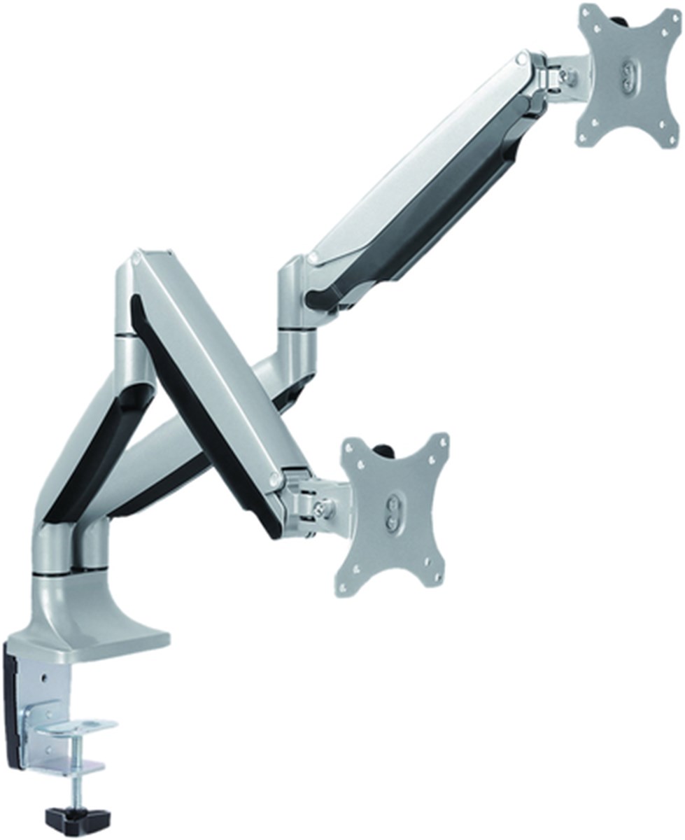 VALUE BRACCIO DOPPIO MONITOR, DESK CLAMP, 4 GIUNTI, ALTEZZE AGGIUSTABILI SEPARATAMENTE