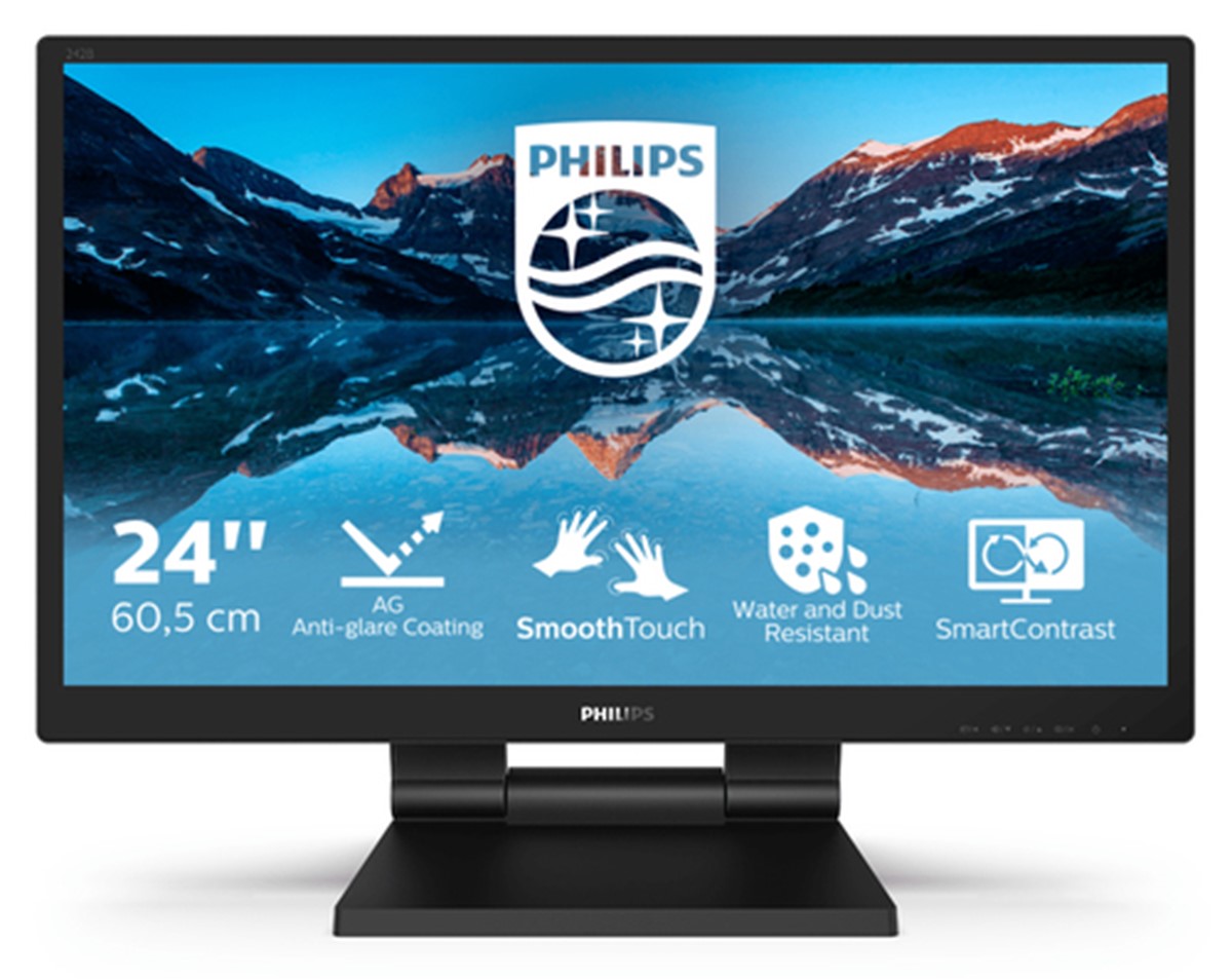 PHILIPS MONITOR TOUCH 23,8 LED IPS FHD 16:9 5MS 250 CDM, VGA/DVI/DP/HDMI, PIVOT, MULTIM, IP54, RIPI