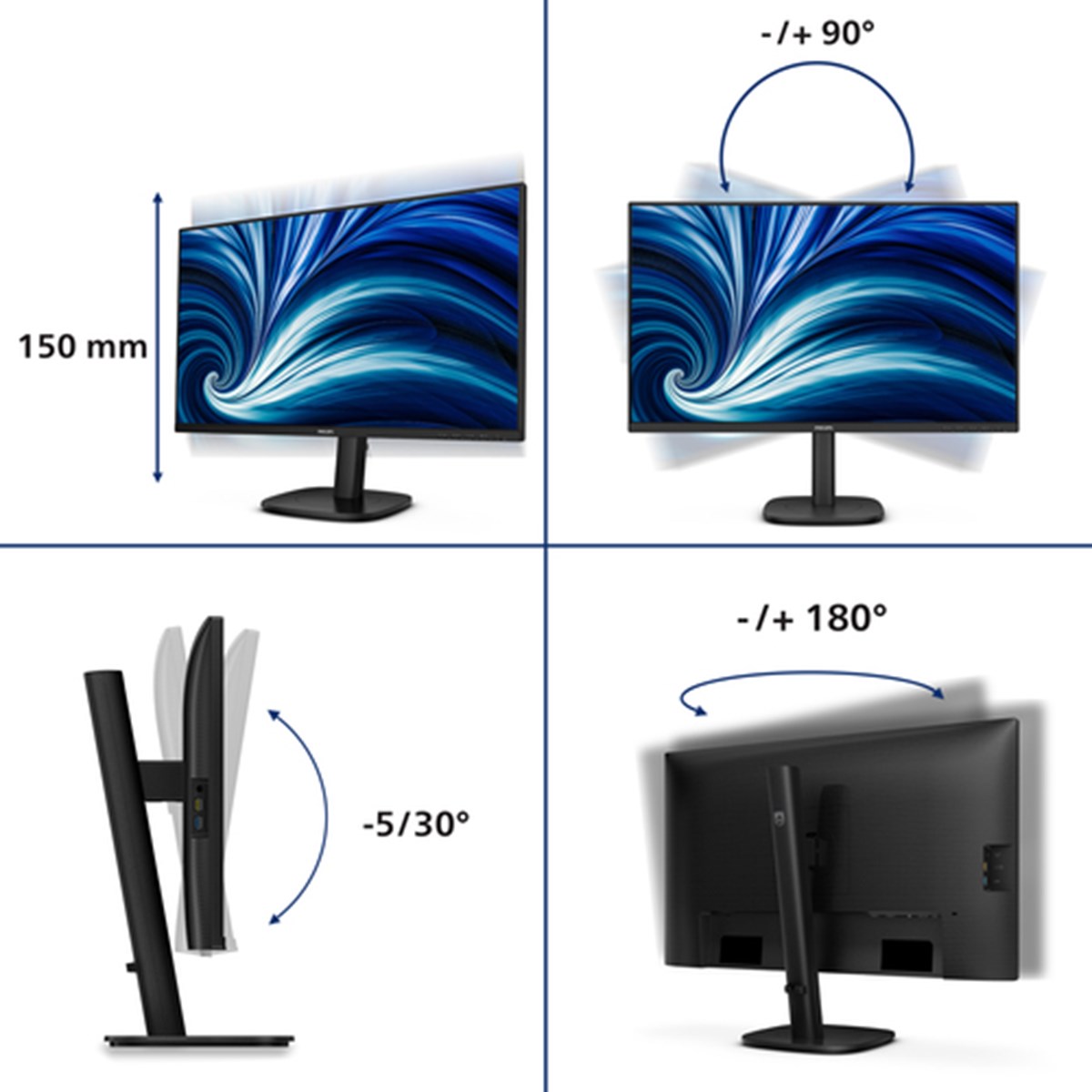 PHILIPS MONITOR 27 LED IPS QHD 16:9 4MS 350 CDM, PIVOT, DP/HDMI, MULTIMEDIALE