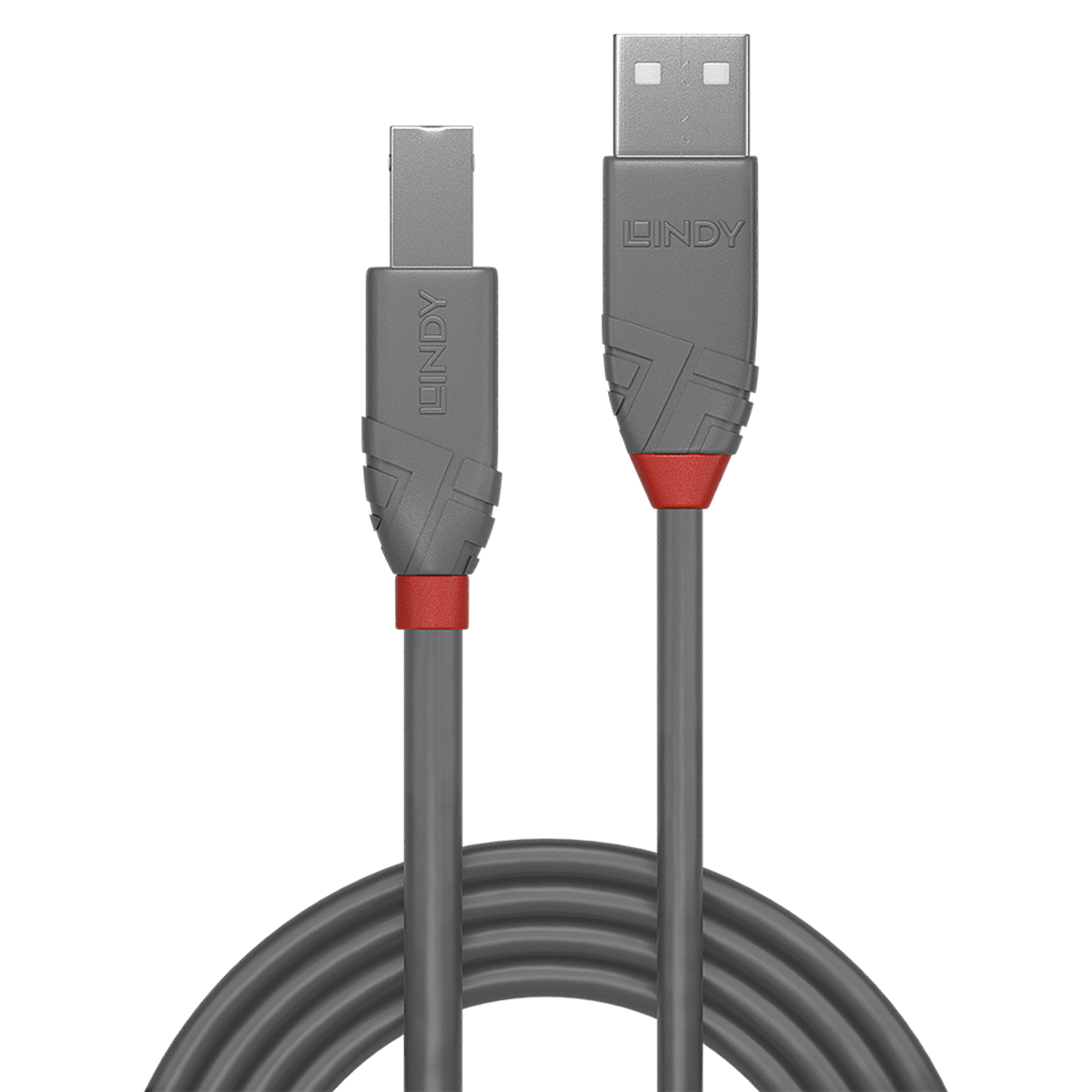 LINDY CAVO USB ANTHRA LINE 2.0 TIPO A MASCHIO A B MASCHIO 3MT DOPPIA SCHERMATURA GUSCIO IN PVC GRIGIO 10 ANNI DI GARANZIA