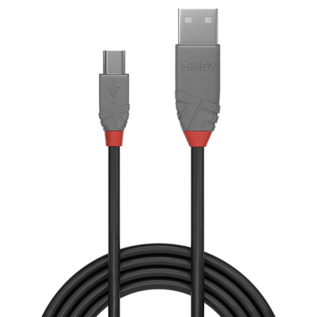 LINDY CAVO USB 2.0 ANTHRA LINE TIPO A MASCHIO A MINI B MASCHIO 2 MT DOPPIA SCHERMATURA GUSCO IN PVC 10 ANNI DI GARANZIA