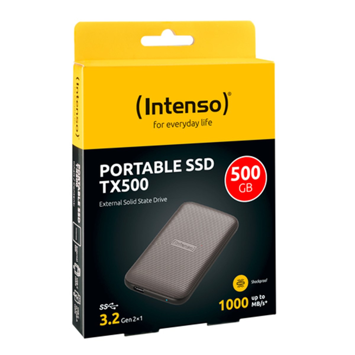 INTENSO SSD ESTERNO  TX500 USB 3.2  500GB GEN 2x1 CABLE USB-C + ADAPTER USB-A 1000 MB/s
