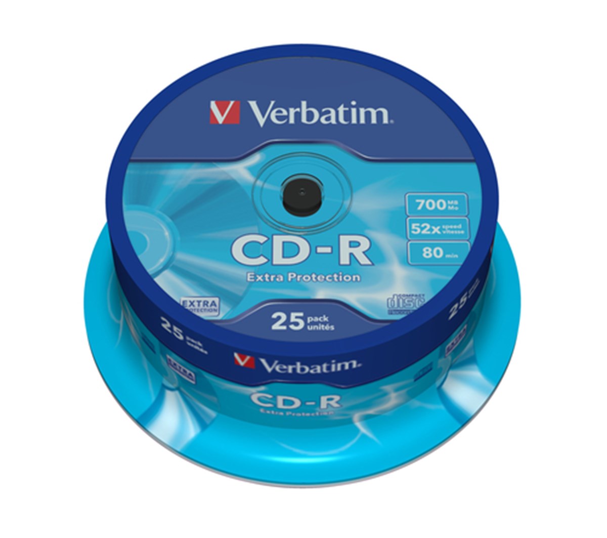 VERBATIM 25 CD-R EXTRA PROTECTION 700MB 80 MIN 52X AZO CAKE BOX