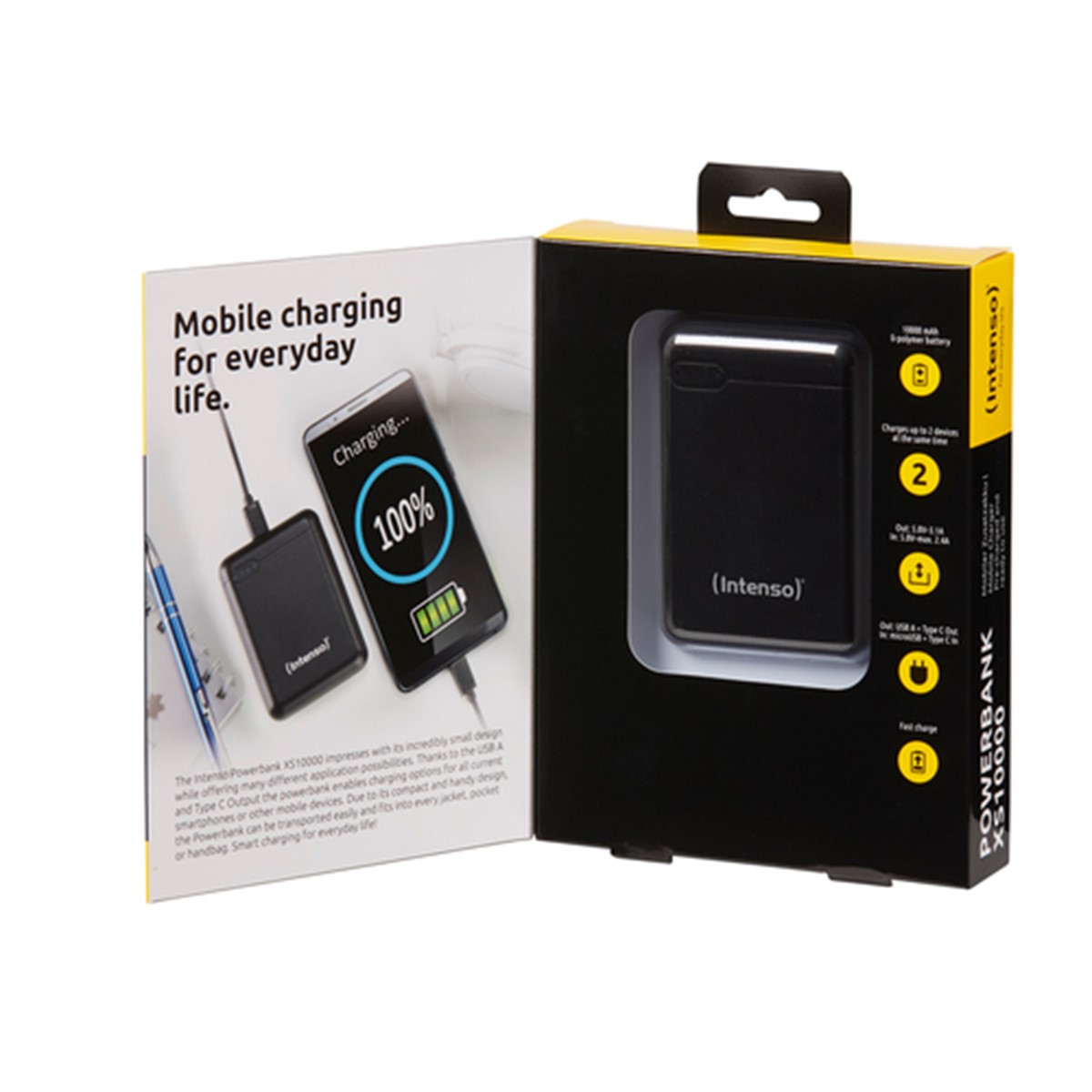 INTENSO POWER BANK 10000MAH USB A+TYPE C 5V-3.1A MICRO USB+TYPE C 5V - 3.1A BLACK