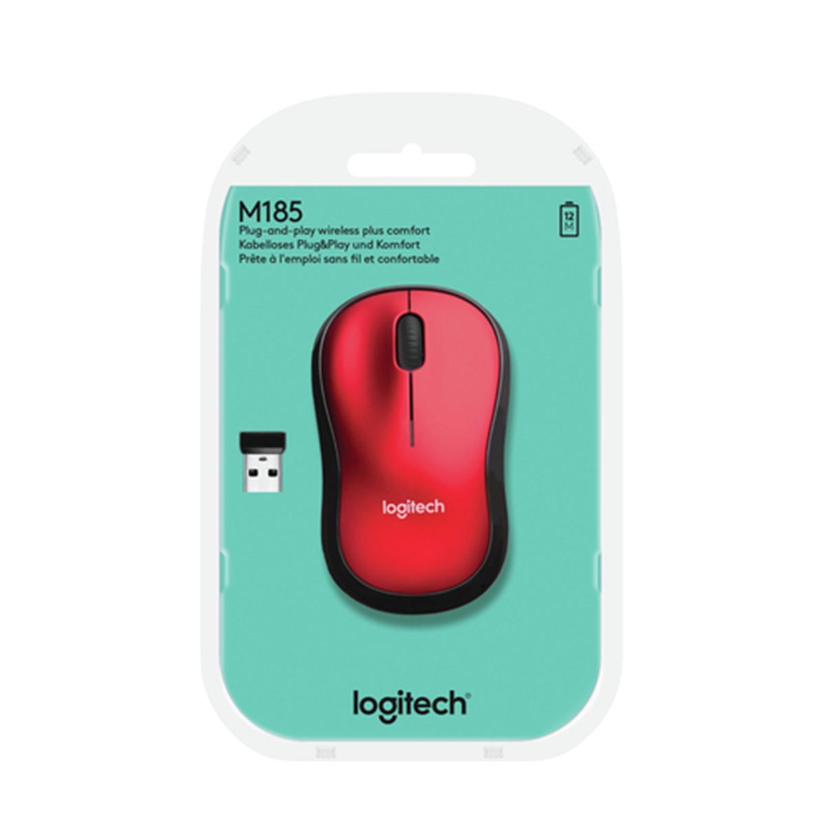 LOGITECH WIRELESS MOUSE M185 OTTICO, USB, COLORE ROSSO