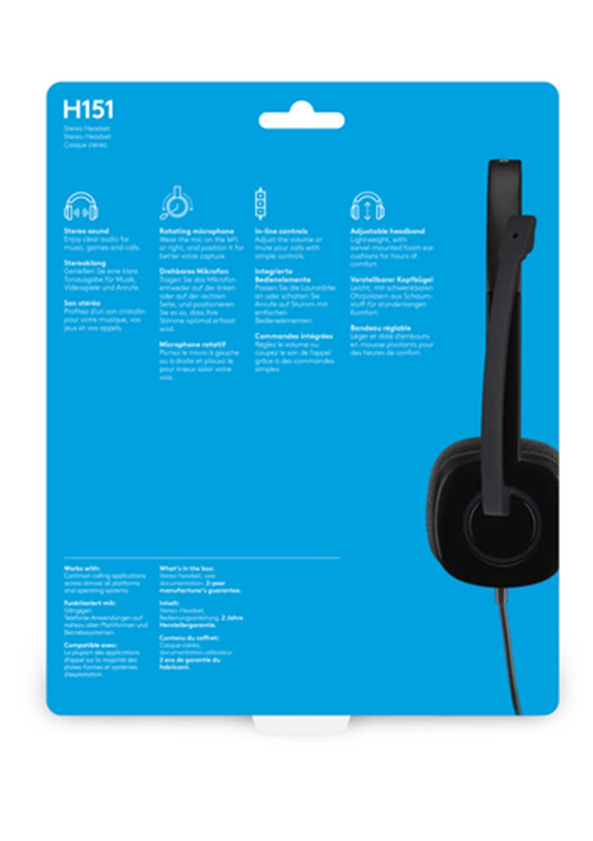 LOGITECH CUFFIE CON MICROFONO H151, JACK 3.5MM