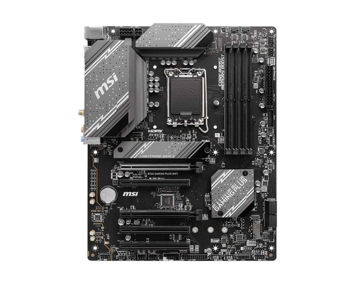 MSI MB B760, B760M GAMING PLUS, LGA1700,4DDR5,2PCI-EX16,1PCI-EX1,2M.2,4SATA3,2USB3.2 GEN2,7US
