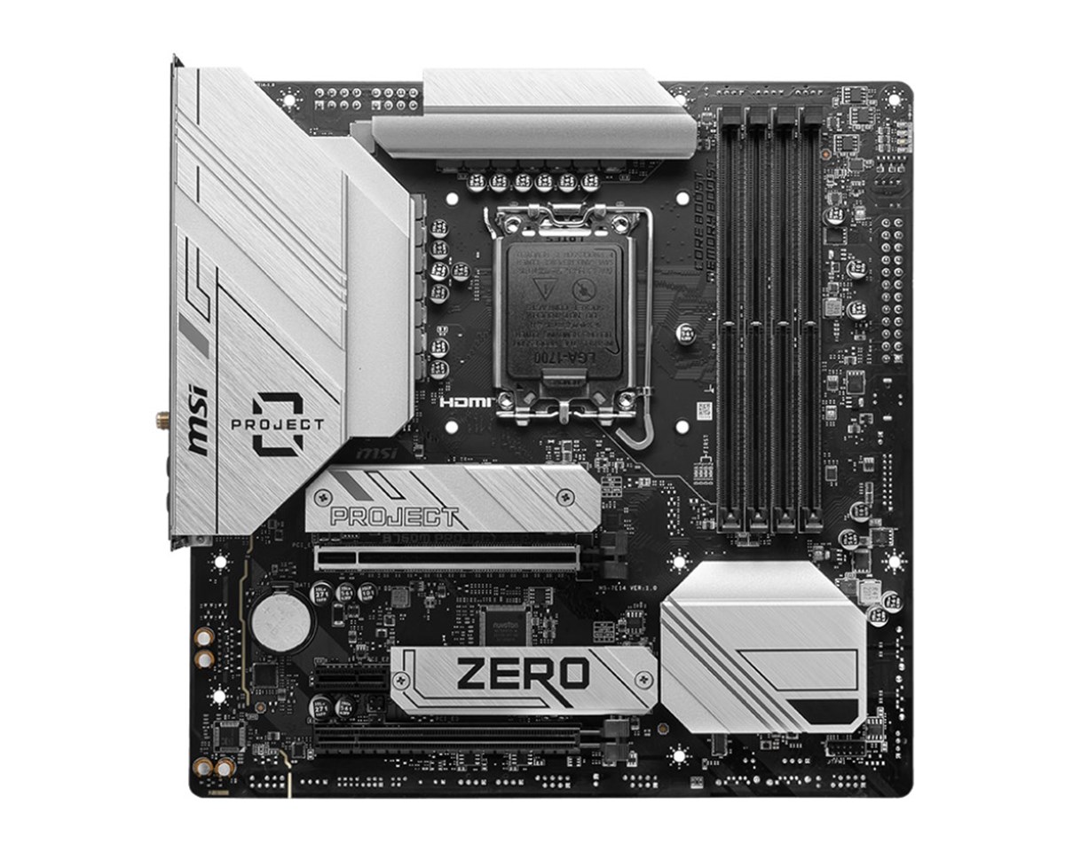 MSI MB B760M, PROJECT ZERO B760M STD LGA1700,4DDR5,2PCI-Ex16,1PCI-Ex1,2M.2,4SATA3,1USB3.2 Gen2x2,4US