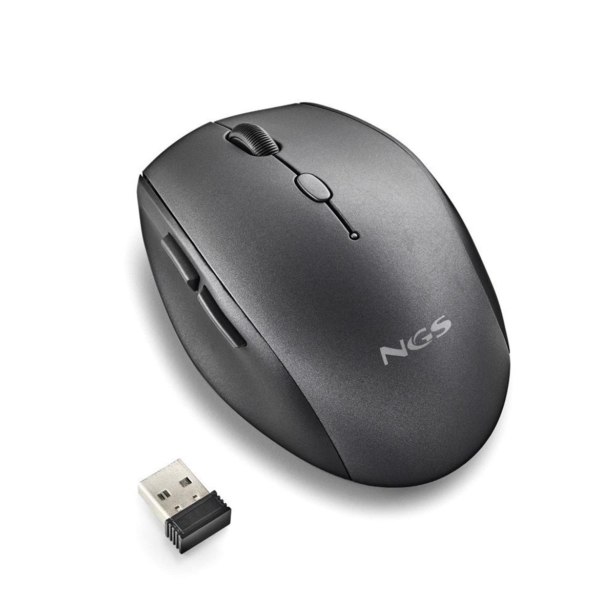 NGS MOUSE NERO ERGONOMICO SENZAFILI E BOTTONI SILENZIOSI
