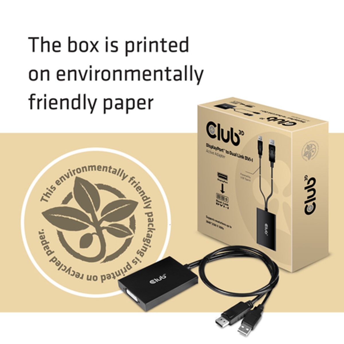 CLUB3D DISPLAYPORT TO DUAL LINK DVI-I DUAL LINK ACTIVE ADAPTER MAX RES 4K30HZ