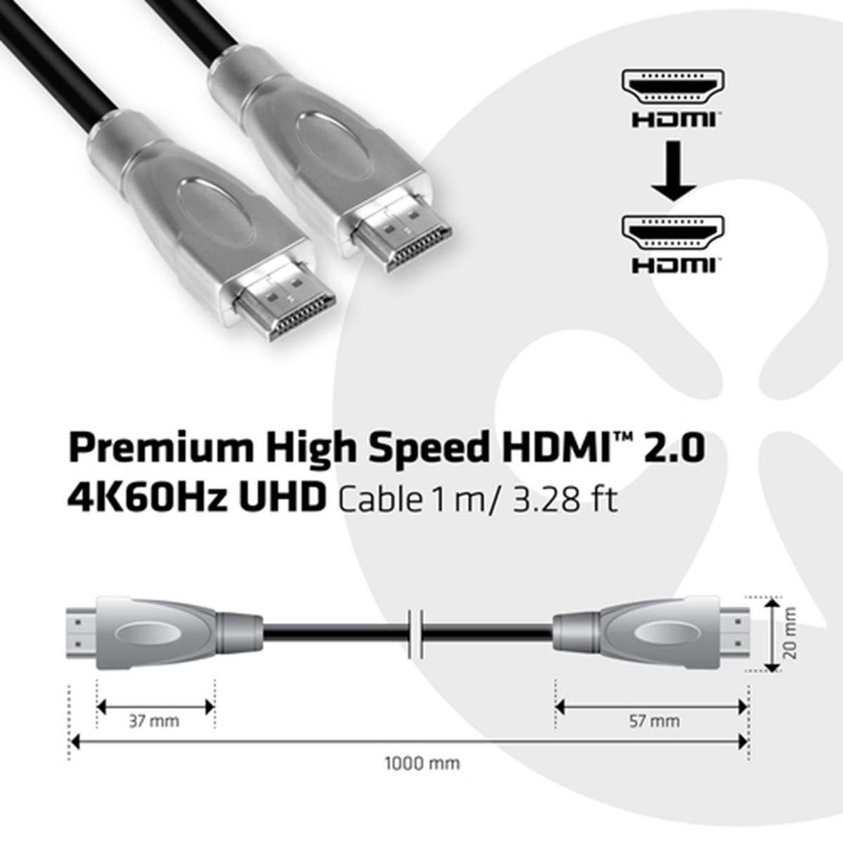 CLUB3D CAVO HDMI 2.0 MASCHIO TO HDMI 2.0 MASCHIO HIGH SPEED 4K UHD 1M