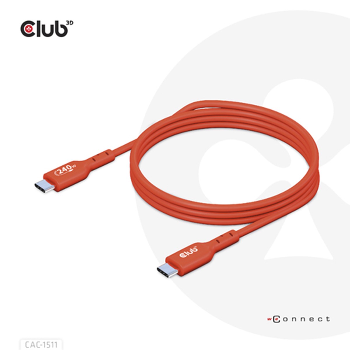 CLUB 3D CAVO USB2 TYPE-C BI-DIRECTIONAL USB-IF CERTIFIED CABLE DATA 480MB PD 240W(48V/5A) EPR M/M 1M
