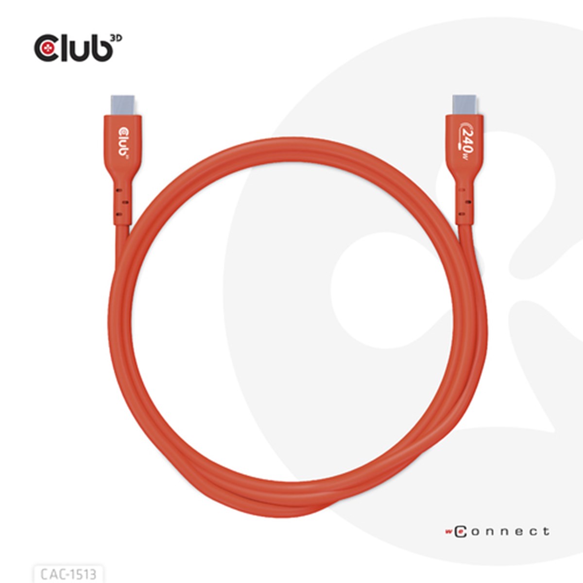 CLUB 3D USB2 TYPE-C Bi-DIRECTIONAL USB-IF CERTIFIED CABLE DATA 480Mb, PD 240W(48V/5A) EPR M/M 3m / 9