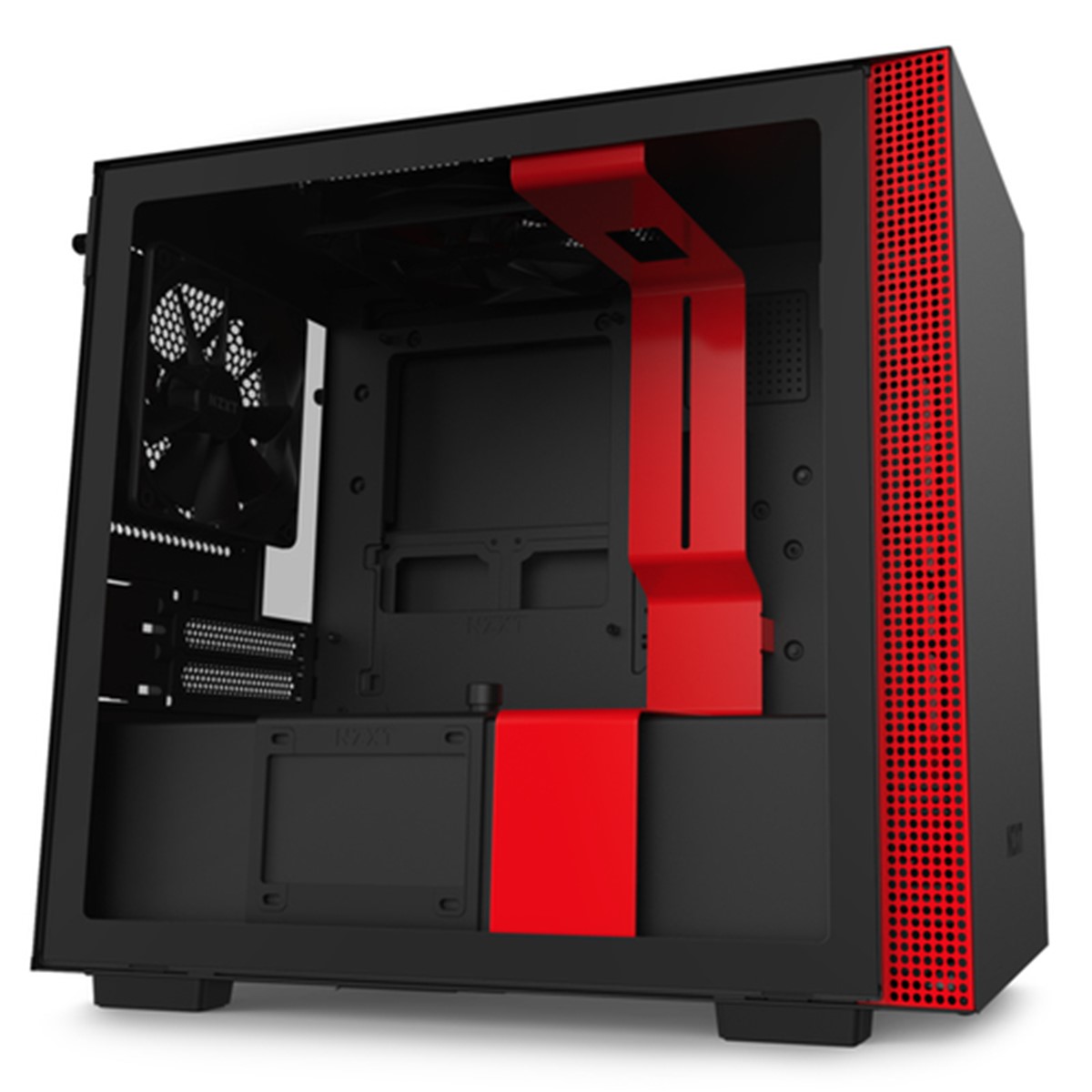 NZXT CASE H210I MID TOWER ATX MATTE BLACK/RED, WINDOW, 2 SLOT ESPANSIONE 2,5/3,5, 2X120 FAN FRONT, 1X120 FAN REAR