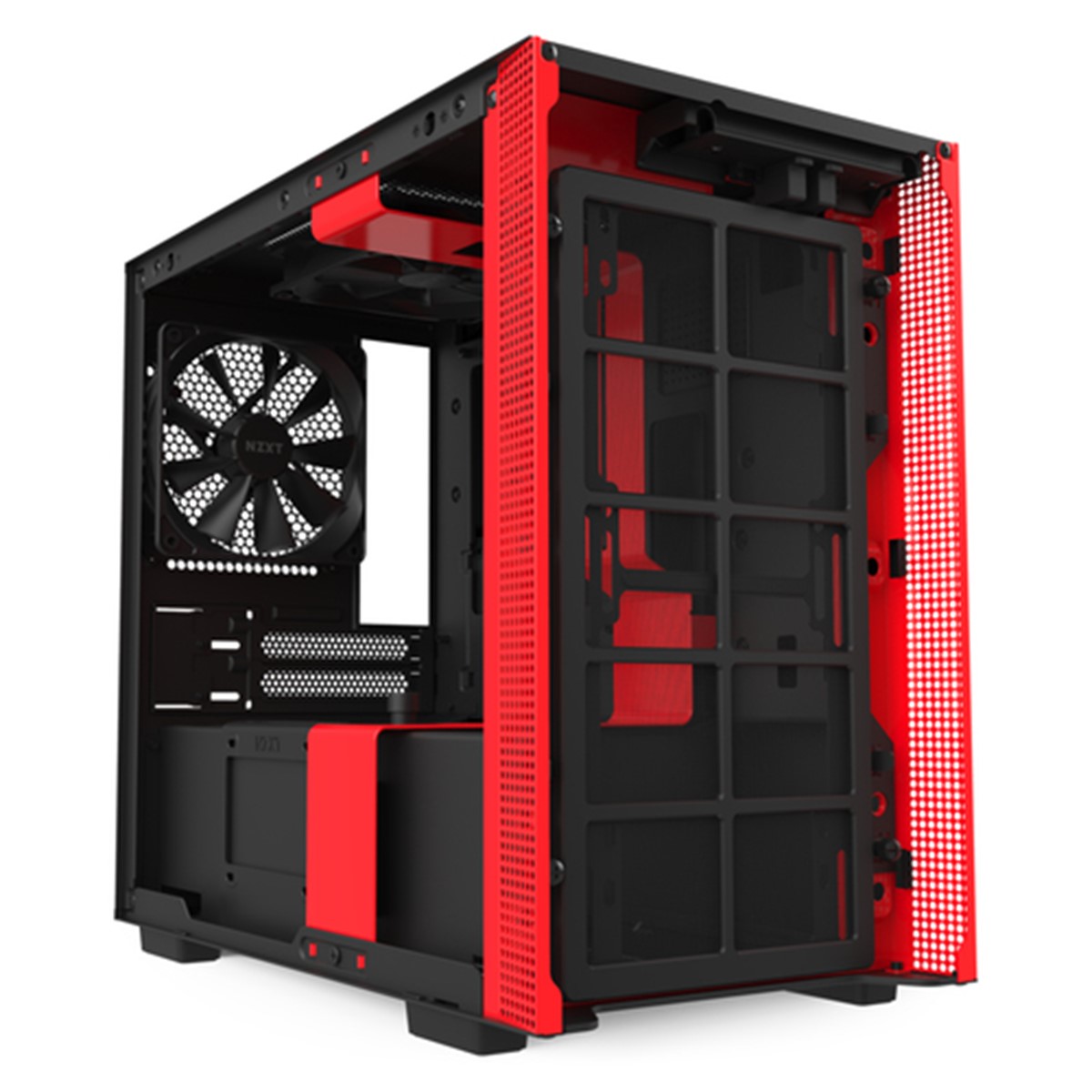 NZXT CASE H210I MID TOWER ATX MATTE BLACK/RED, WINDOW, 2 SLOT ESPANSIONE 2,5/3,5, 2X120 FAN FRONT, 1X120 FAN REAR