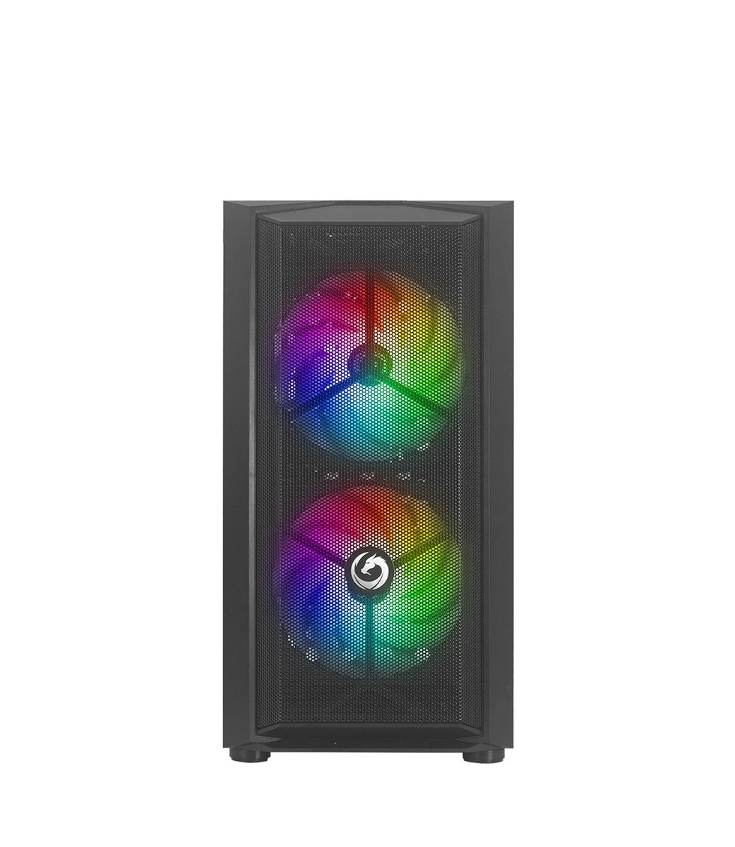 NUWO MICRO CASE ATX BLITZ R26 0.5MM SPCC USB3.0/2.0 3 FAN 12CM ARGB RAINBOW FRONT MESH SIDE GLASS NE
