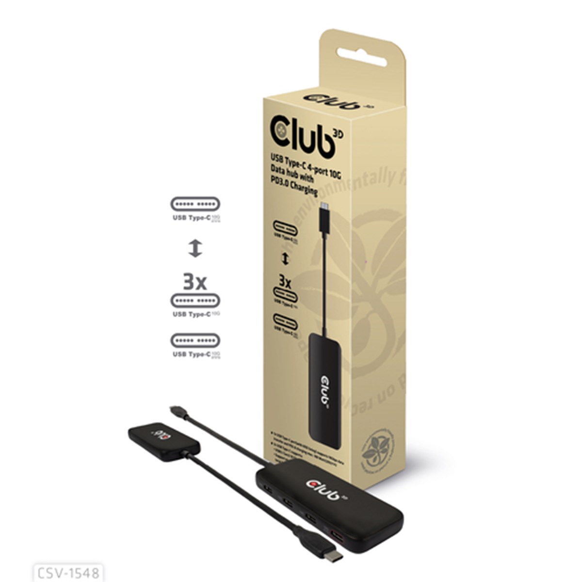 CLUB3D HUB USB GEN2 TYPE-C A 4X USB TYPE-C 10GBPS