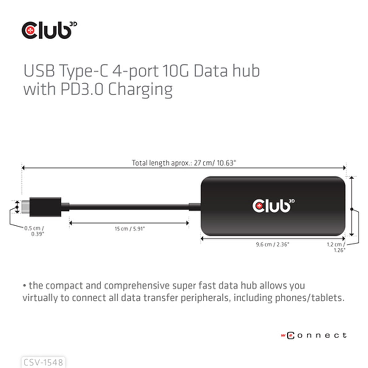 CLUB3D HUB USB GEN2 TYPE-C A 4X USB TYPE-C 10GBPS