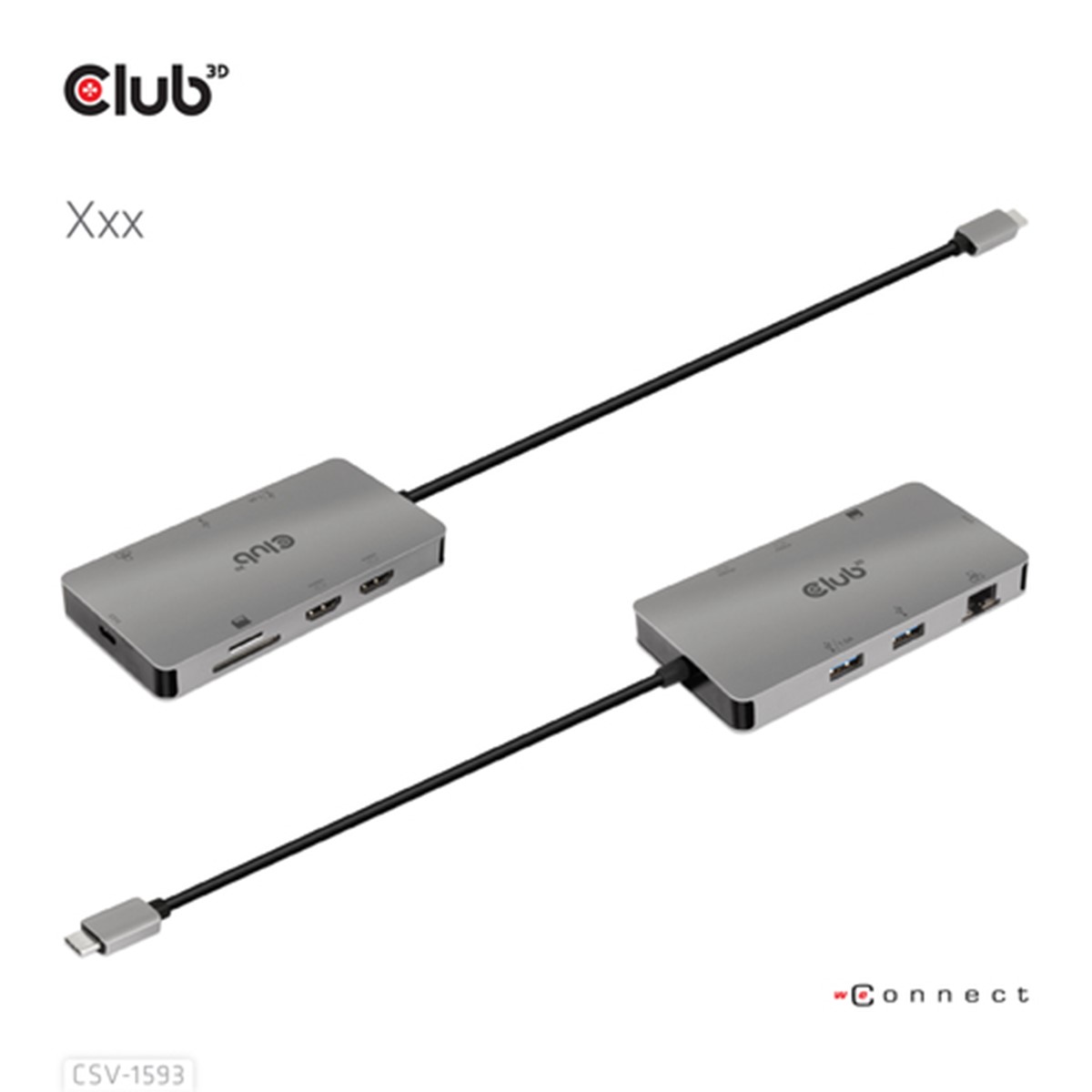 CLUB3D USB 3.2 GEN1 TYPE-C 8-IN-1 HUB WITH 2X HDMI, 2X USB-A, RJ45, SD/MICRO SD CARD SLOTS AND USB