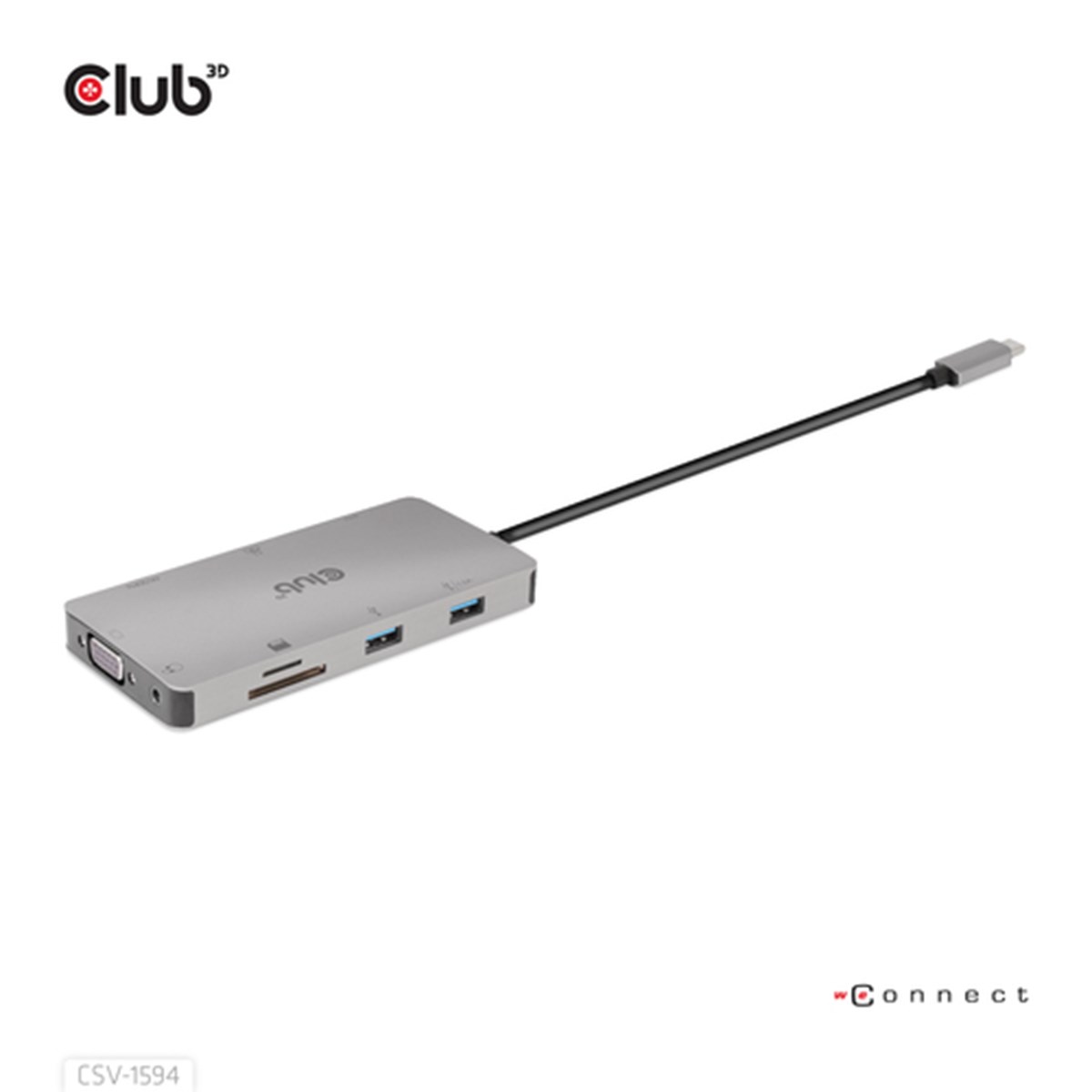 CLUB3D HUB USB GEN1 TYPE-C 9-in-1, HDMI, VGA, 2x USB Gen1 TYPE-A, RJ45, SD/Micro SD, USB Gen1 Type-C