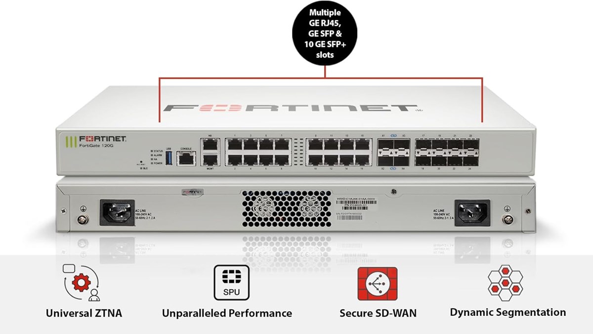 FORTIGATE-120G FIREWALL HARDWARE PIU 1 ANNO DI SERVIZI FORTICARE PREMIUM E FORTIGUARD UTP