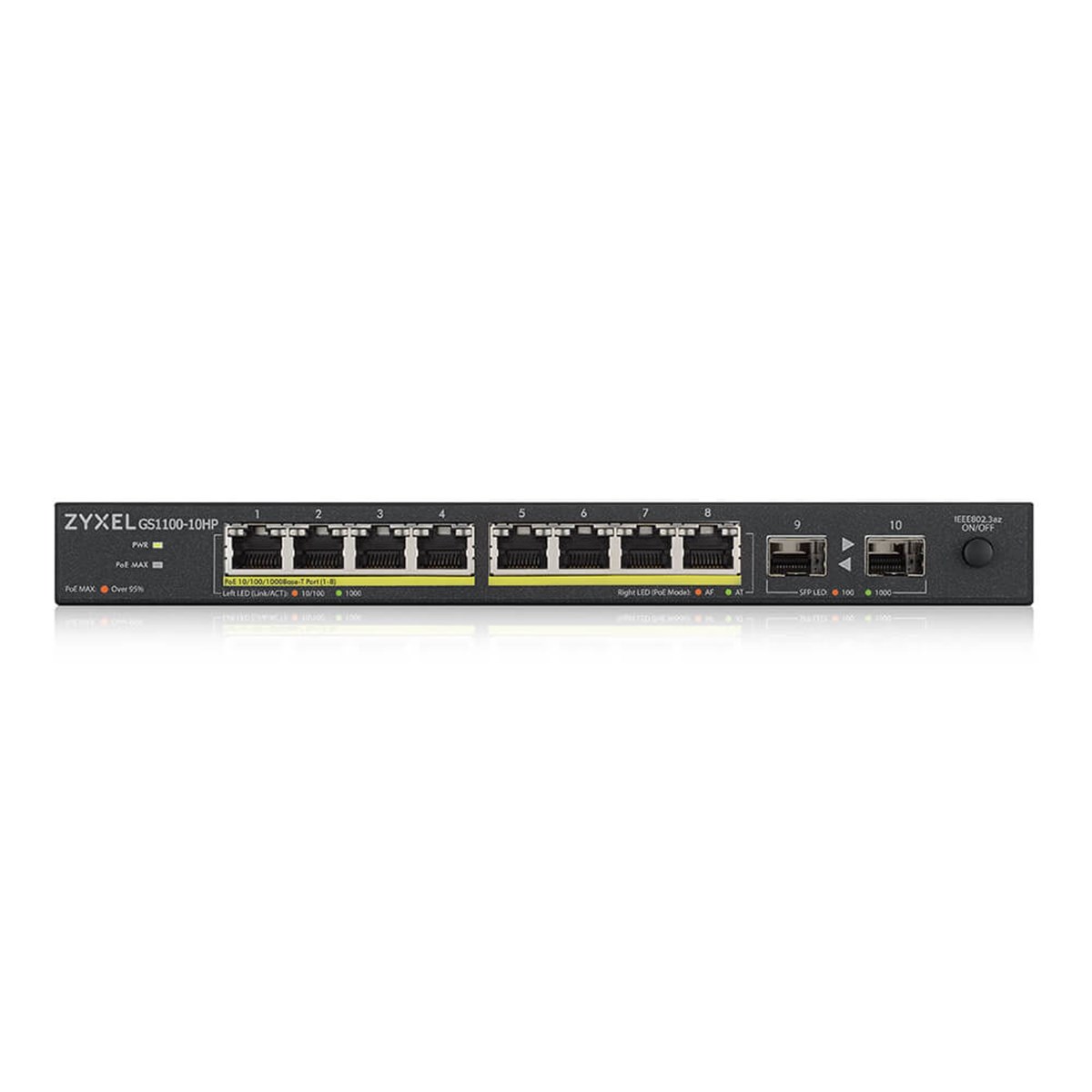 ZYXEL SWITCH UNMANAGED, 8XGB POE EROG.FINO 120W, 2X SFP GIGABIT,SENZA VENTOLE, DESKTOP