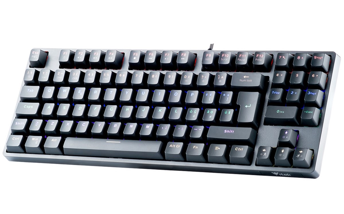 ITEK TASTIERA GAMING, MECCANICA, SWITCH BLU, OUTEMU, RGB, SOFTWARE, 90TASTI, COMPATTA