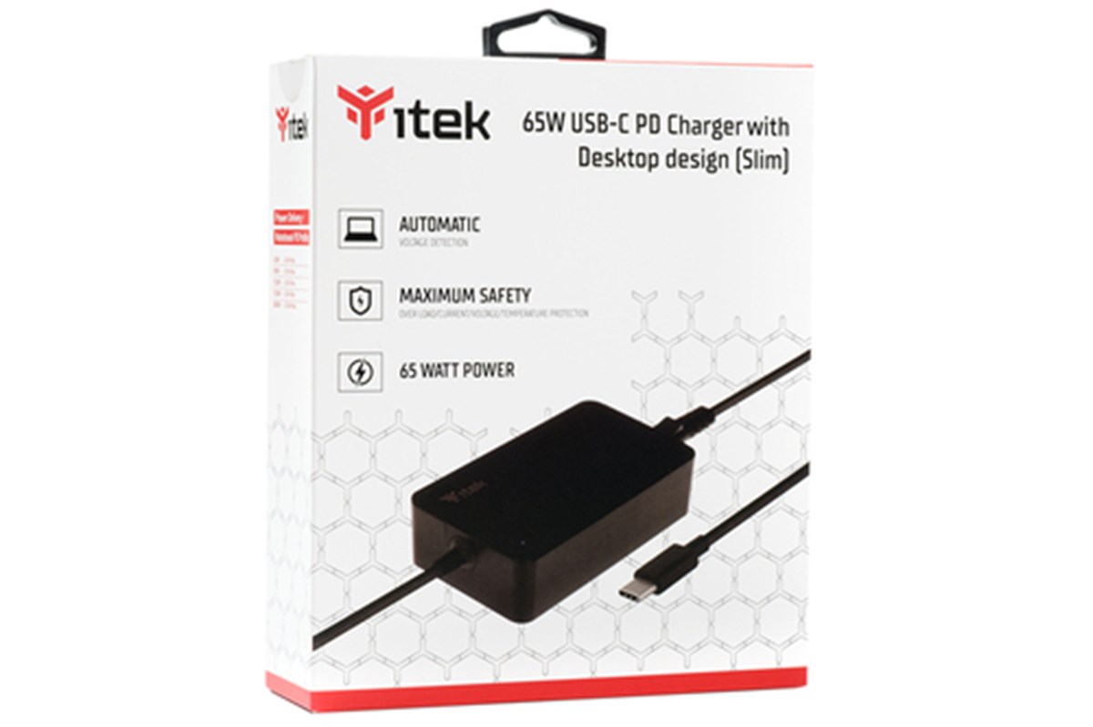 ITEK ALIMENTATORE UNIVERSALE PER DISPOSITIVI USB-C - 65W, SILM DESIGN