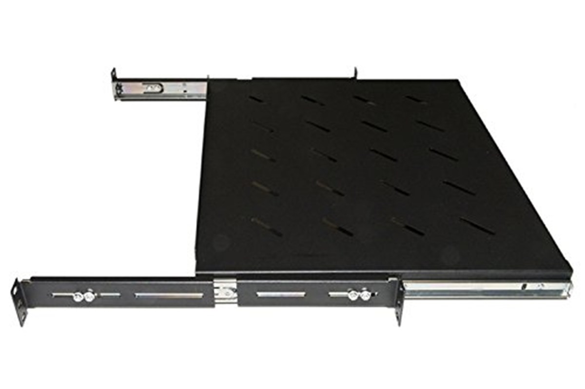 LINK RIPIANO UNIVERSALE PER ARMADIO RACK ESTRAIBILE SU BINARI TELESCOPICI 1 UNITA NERO 350MM