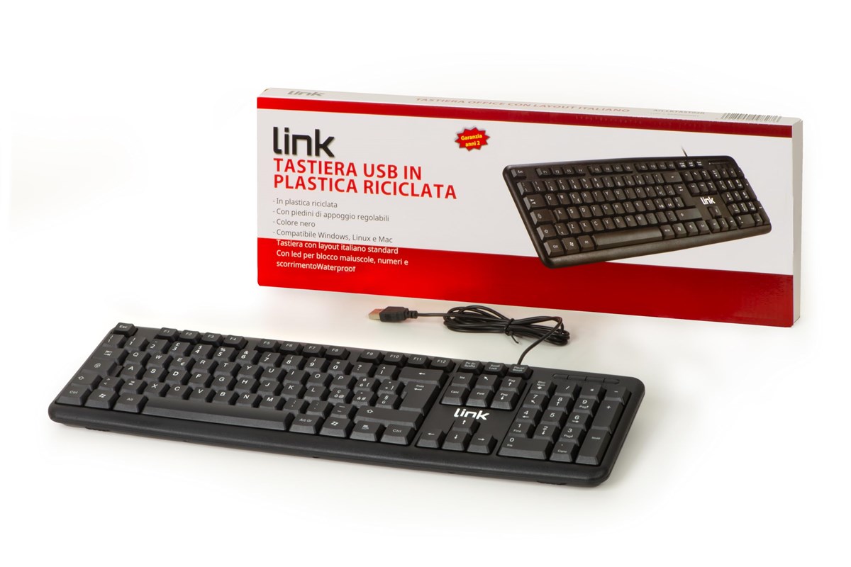 LINK TASTIERA ITALIANA USB 108 TASTI COLORE NERO IN ECOPLASTICA
