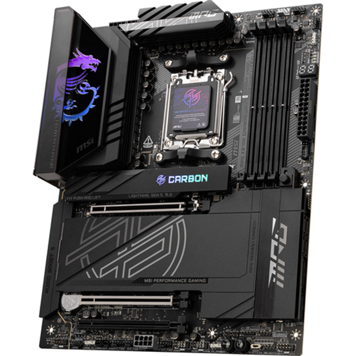 MSI MB AMD MPG X870E GAMING CARBON WIFI,X870E,AM5,4DDR5,3PCI-EX16,4M.2,4SATA3,2USB4,1USB3.2 GEN2X2,1