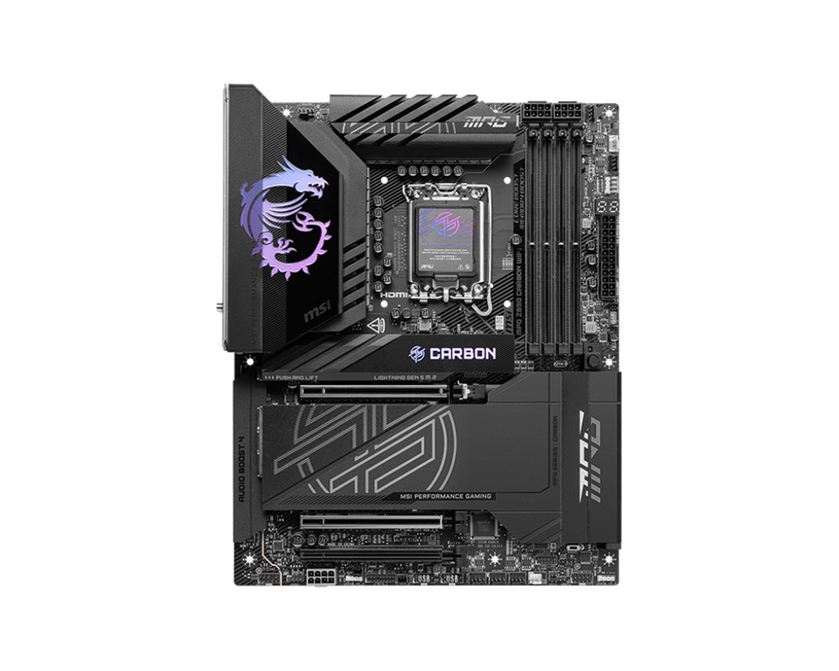 MSI MB MPG Z890 CARBON WIFI GAMING, STD MPG Z890 CARBON WIFI,Z890,LGA1851,4DDR5,3PCIEX16,5M.2,2TBT4,