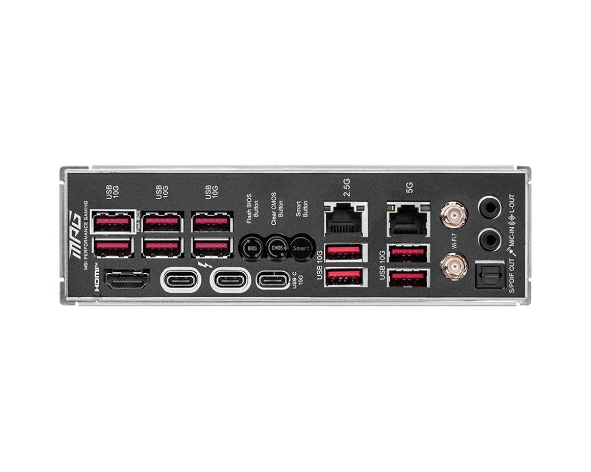 MSI MB MPG Z890 CARBON WIFI GAMING, STD MPG Z890 CARBON WIFI,Z890,LGA1851,4DDR5,3PCIEX16,5M.2,2TBT4,