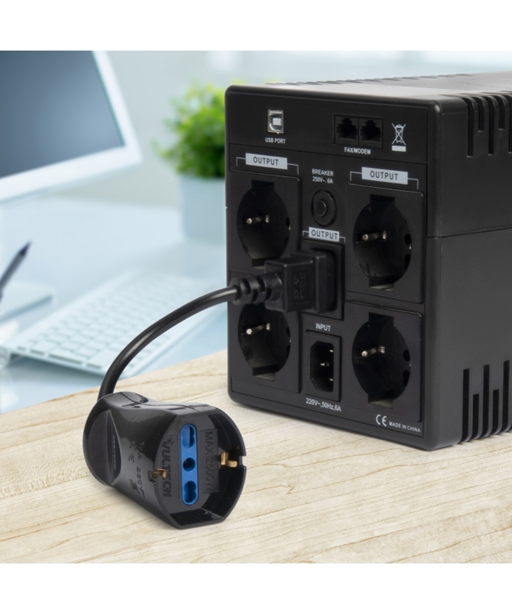 VULTECH CAVO ADATTATORE DI ALIMENTAZIONE IEC14 MASCIO A PRESA BIPASSO/SCHUKO