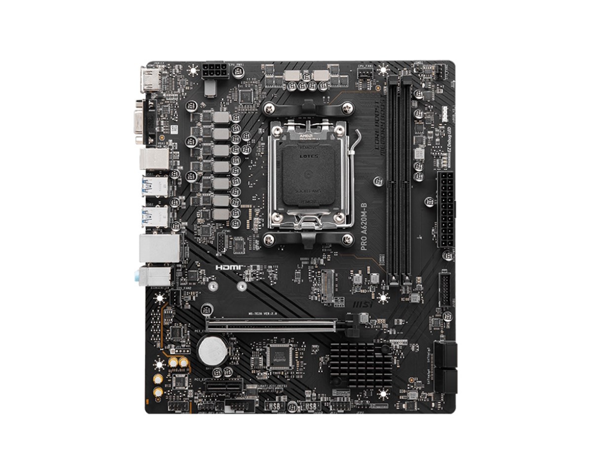 MSI MB AMD PRO A620M-B,A620,AM5,2DDR5,1PCI-EX16,1PCI-EX1,1M.2,4SATA3,6USB3.2 GEN1,6USB2.0
