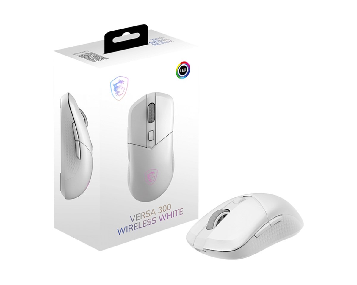 MSI MOUSE VERSA 300 W BIANCO, WIRELESS, OTTICO, 8000DPI,6 PULSANTI CON ROTELLA