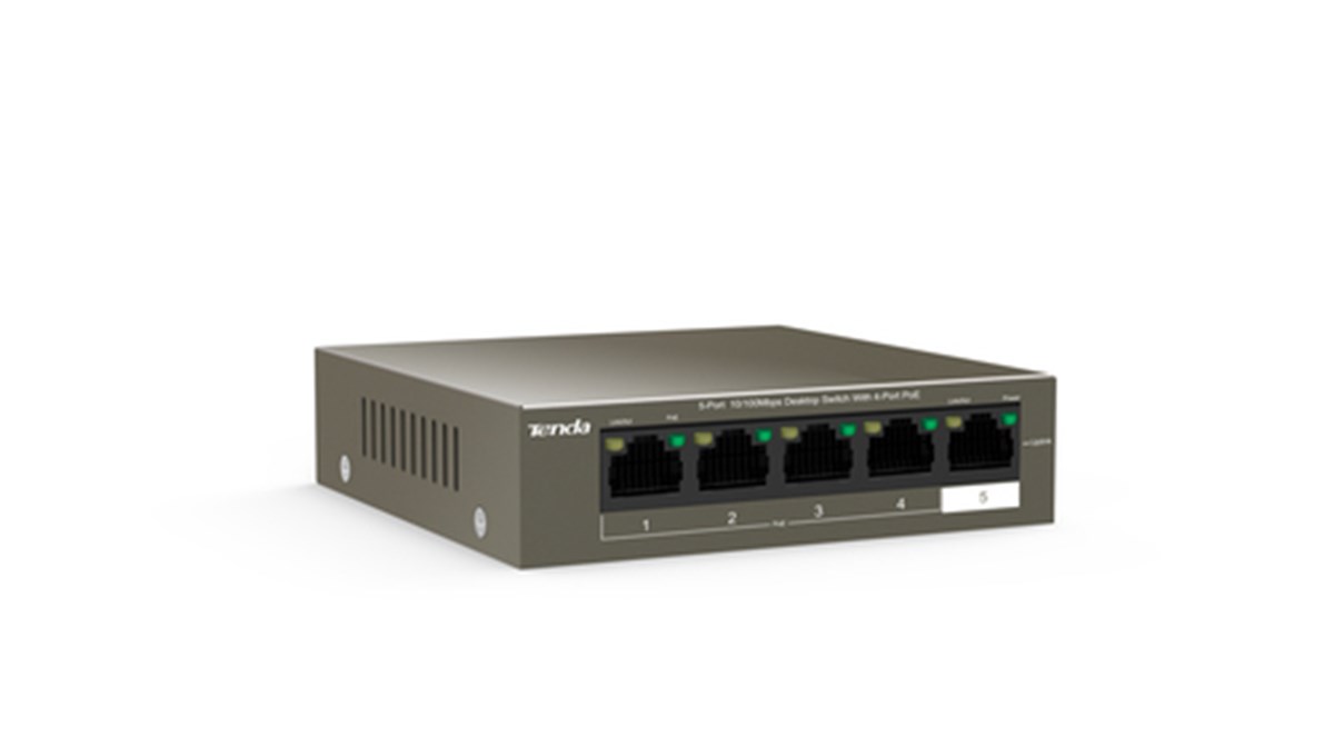 TENDA SWITCH 5-PORT 10/100Mbps DESKTOP WITH 4-Port PoE