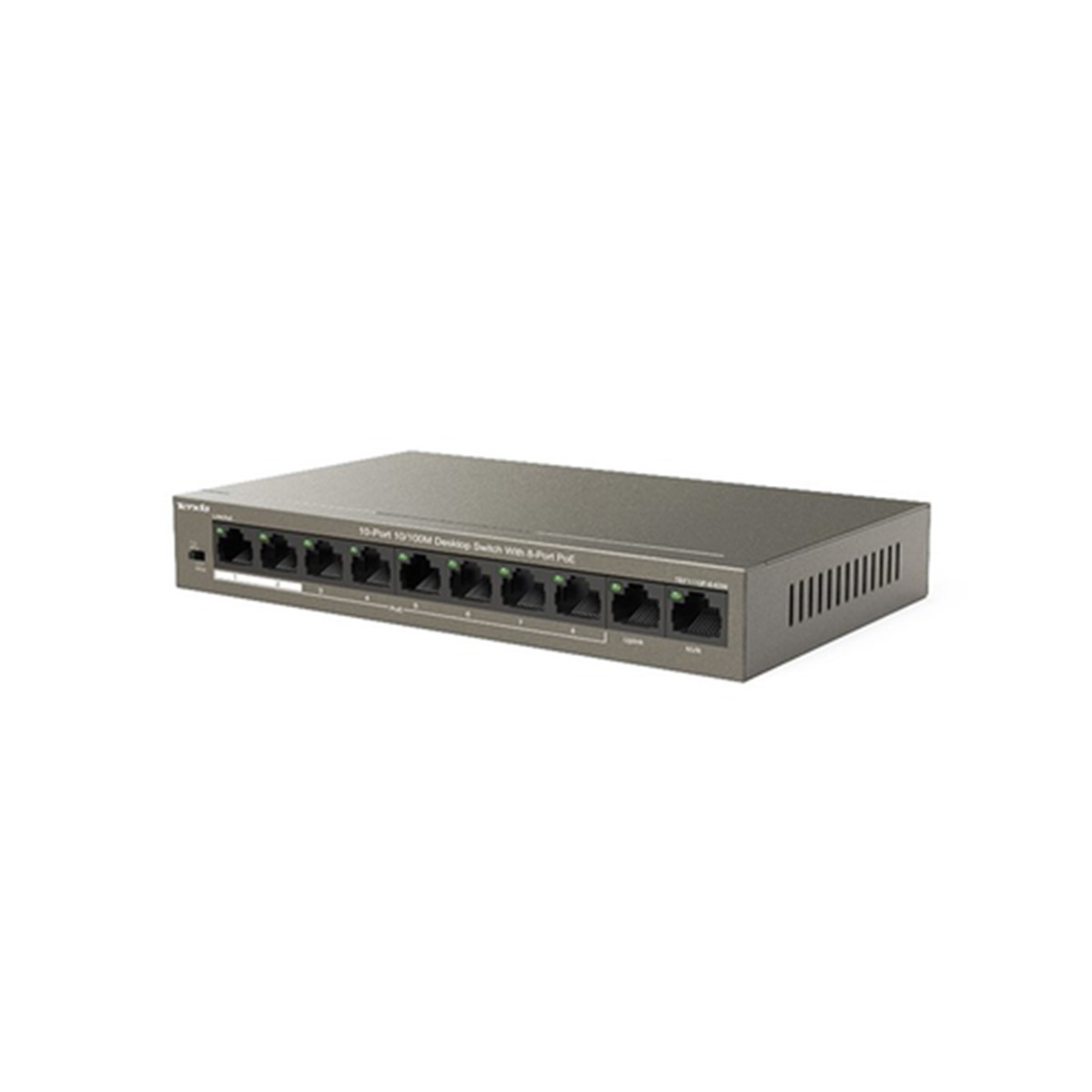 TENDA SWITCH 10 PORTE 10/100 POE (8 PORTE DATI/ALIMENTAZIONE+2 PORTE DATI), 63W