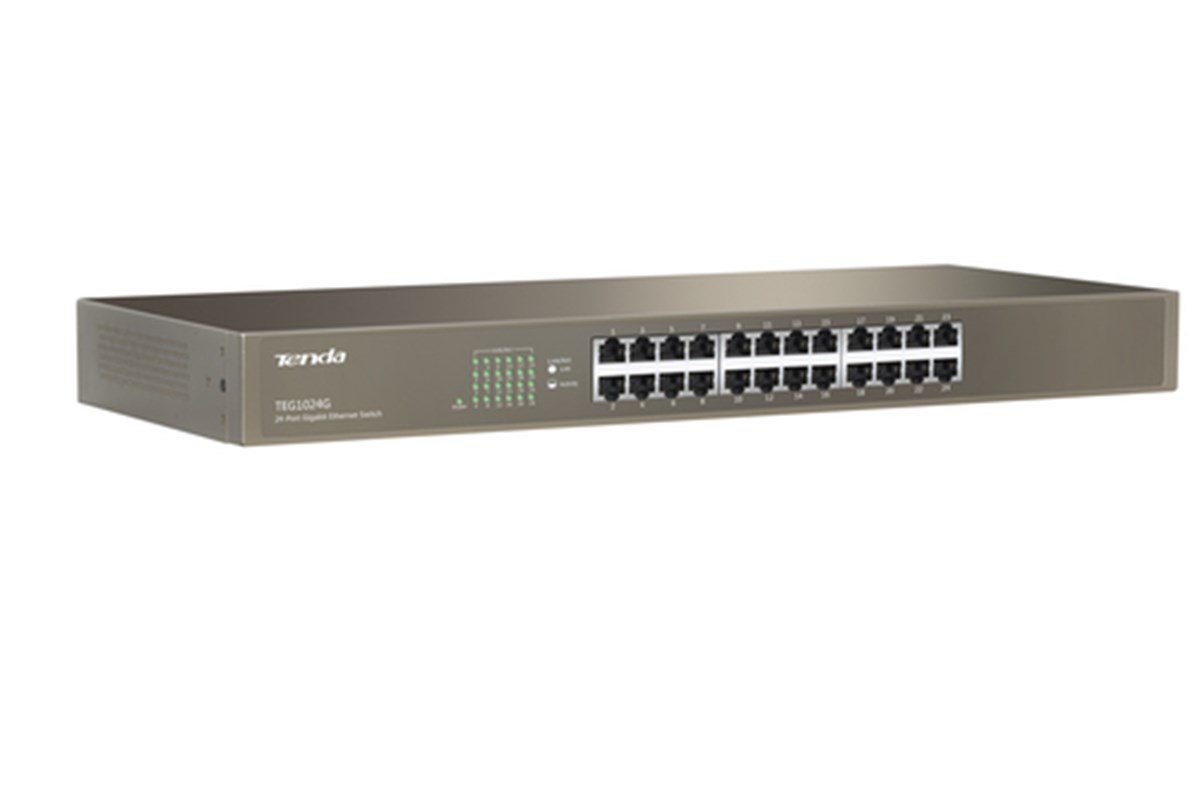 TENDA SWITCH 24 PORTE GIGABIT 10/100/1000, CAPACITA SWITCHING 48GBPS, PROTEZIONE FULMINI 6KV