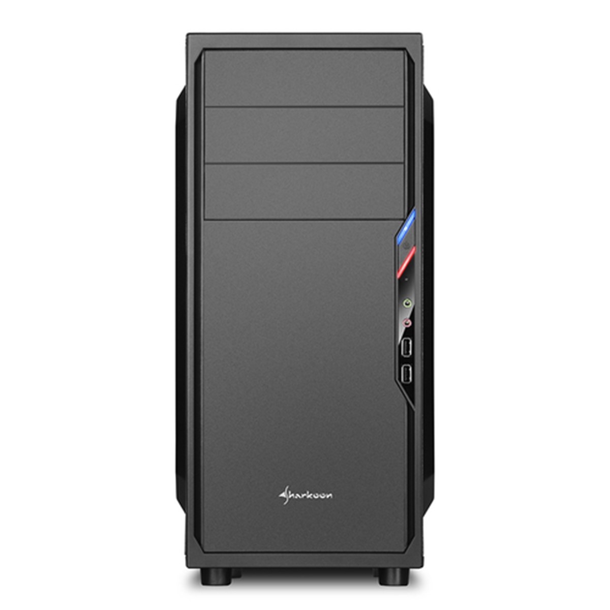 SHARKOON CASE VS4-S, ATX, 6 SLOTS EXPANSION, 2 USB2.0 FRONT, DRIVE BAY DA 2,5"/3,5"/5,25", 1X120MM FAN INSTALLED, NO PSU, NERO