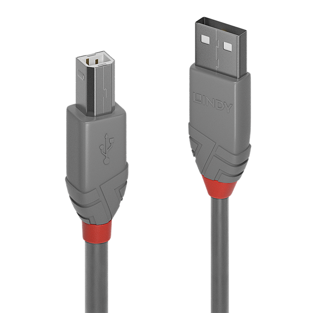 LINDY CAVO USB ANTHRA LINE 2.0 TIPO A MASCHIO A B MASCHIO 3MT DOPPIA SCHERMATURA GUSCIO IN PVC GRIGIO 10 ANNI DI GARANZIA