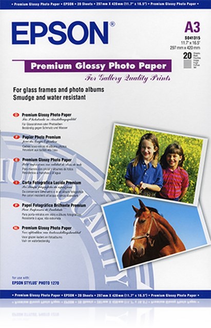 EPSON CARTA FOTOGRAFICA LUCIDA PREMIUM FORMATO A3 (20 FOGLI)