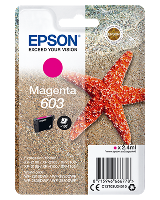 EPSON CARTUCCIA STELLA MARINA MAGENTA INKJET ALTA CAPACITA C13T03U34010 NO BLISTER