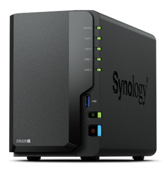 SYNOLOGY NAS TOWER DS225+ X 2HD 3.5"/2.5" SATA2/3 - NO HD - CELERON J4125 -2GB DDR4-1P LAN RJ45 1GBE