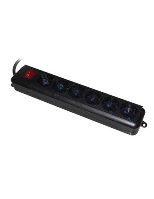 LINK MULTIPRESA 6 PRESE UNIVERSALI ITA/SCHUKO 10/16 A - SPINA 16 A CON INTERRUTTORE NERA