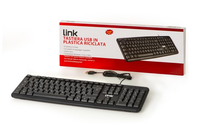 LINK TASTIERA ITALIANA USB 108 TASTI COLORE NERO IN ECOPLASTICA