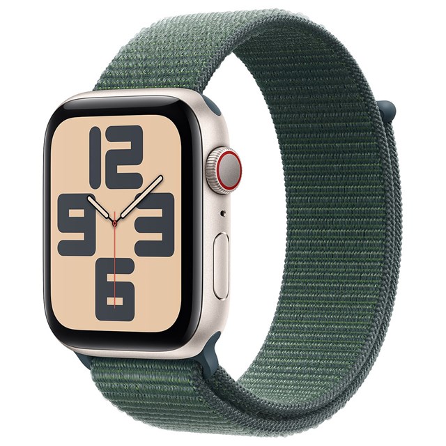 APPLE WATCH SE GPS + CELLULAR 44MM STARLIGHT ALUMINIUM CASE WITH LAKE GREEN SPORT LOOP